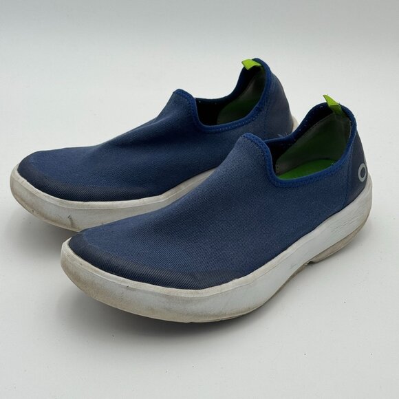 OOFOS Womens OOmg eeZe Low Shoe Navy Recovery Walking Comfort Slip Ons Size US 8 - Picture 1 of 10